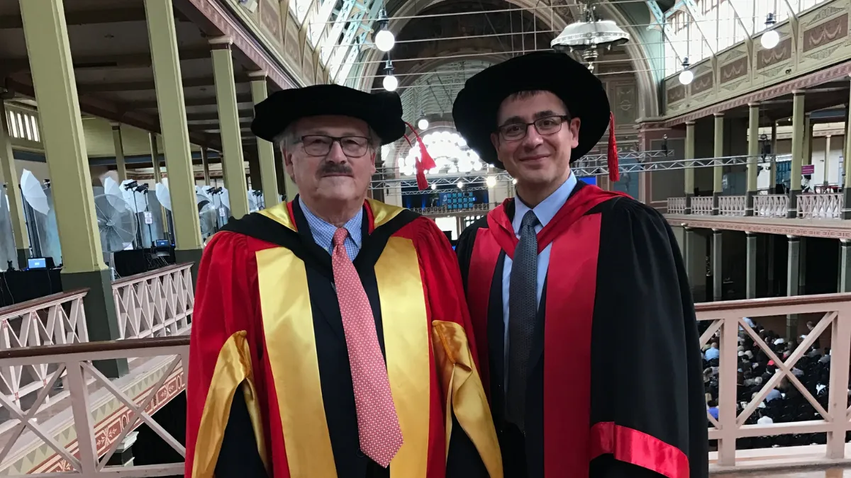 Professor Patrick Serruys and Prof. Peter Barlis at the University of Melbourne honorary doctorate ceremony 2016